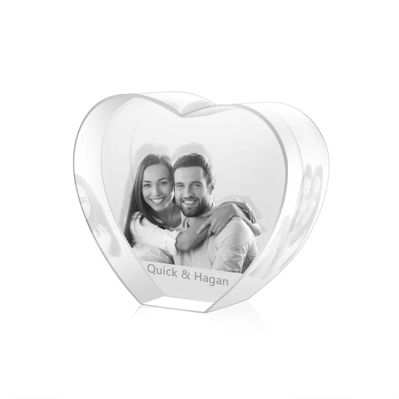 3D Crystal Photo Heart Shaped - 3D Glass Pictures Crystal - Personalised Crystal Photo Frame - Gift for Christmas, Valentine's, Anniversary, Birthday, Mother's Day