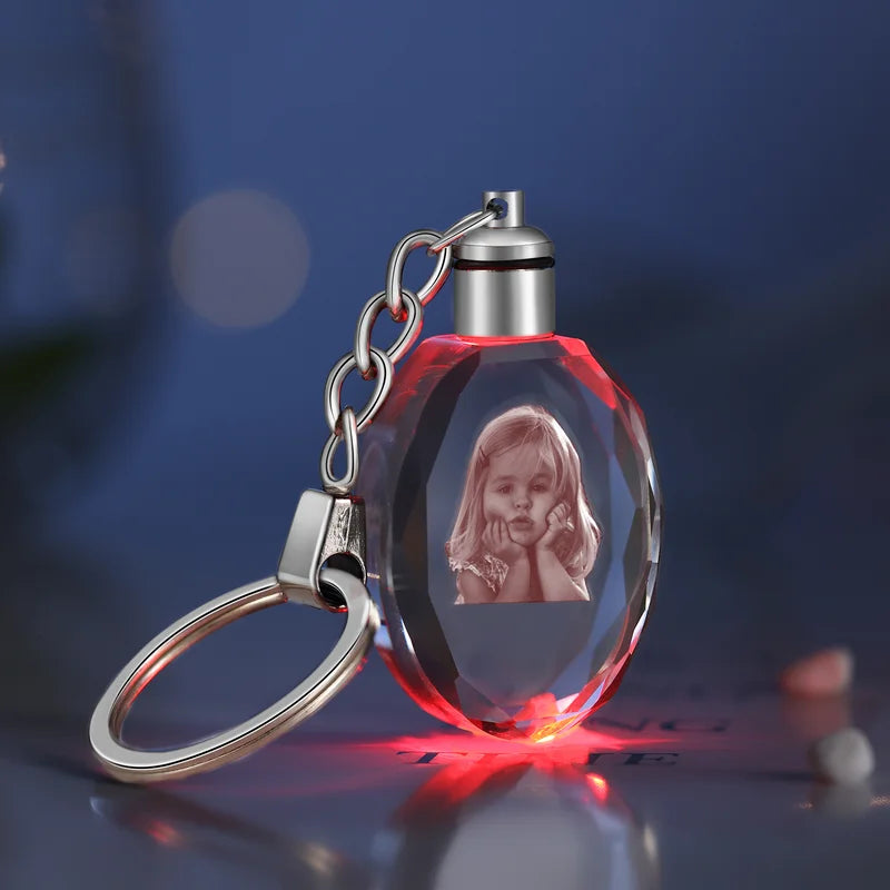 3D Crystal Photo Keyring - Personalised 3D Glass Pictures Keychain - Photo Gift for Christmas, Valentine's Day, Anniversary, Birthday, Mother's Day