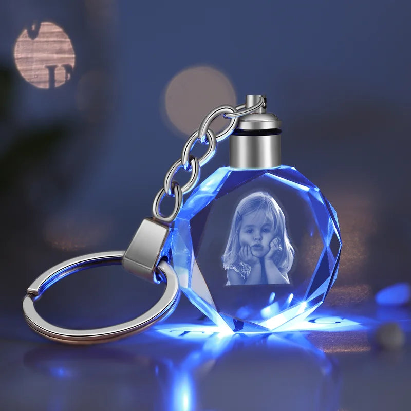 3D Crystal Photo Keyring - 3D Glass Pictures Keychain - Photo Gift for Christmas, Valentine's Day, Anniversary, Birthday, Mother's Day