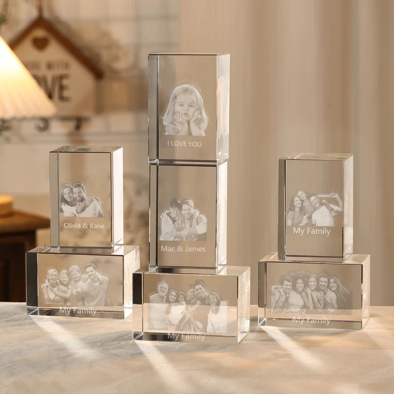 3D Crystal Photo Gift for Women, Men, Couples - 3D Glass Pictures Crystal - Personalised Crystal Photo Frame