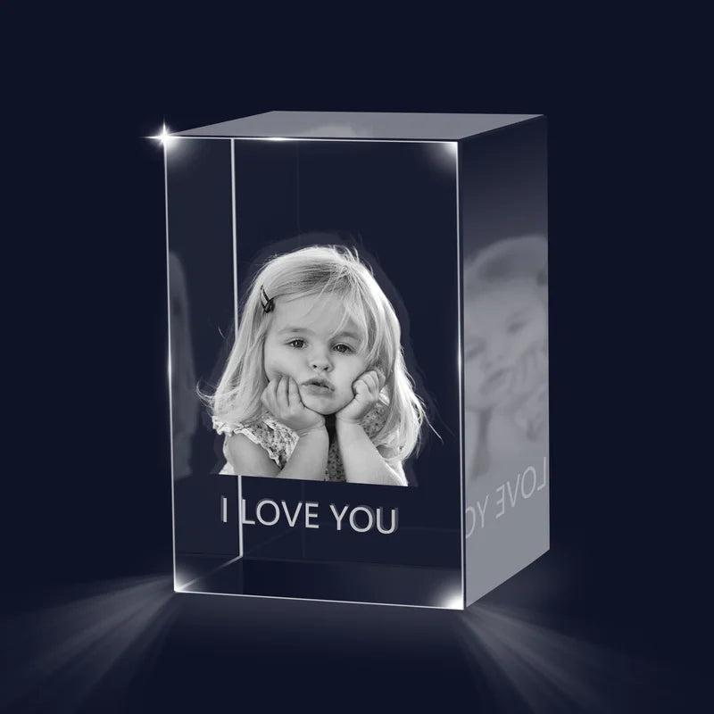 3D Crystal Photo Gift for Women, Men, Couples - 3D Glass Pictures Crystal - Personalised Crystal Photo Frame