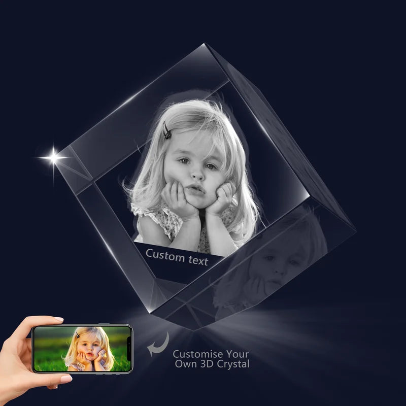 3D Crystal Photo Square Shaped, Gift for Women, Men, Couples - 3D Glass Pictures Crystal - Personalised Crystal Photo Frame