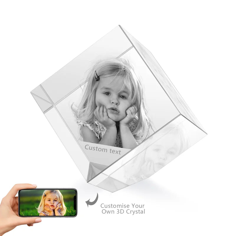 3D Crystal Photo Square Shaped, Gift for Women, Men, Couples - 3D Glass Pictures Crystal - Personalised Crystal Photo Frame