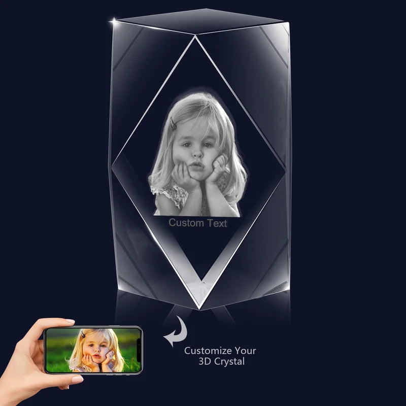 Personalised 3D Crystal Photo - 3D Glass Pictures Crystal - Photo Gift for Christmas, Valentine's Day, Anniversary, Birthday, Mother's Day