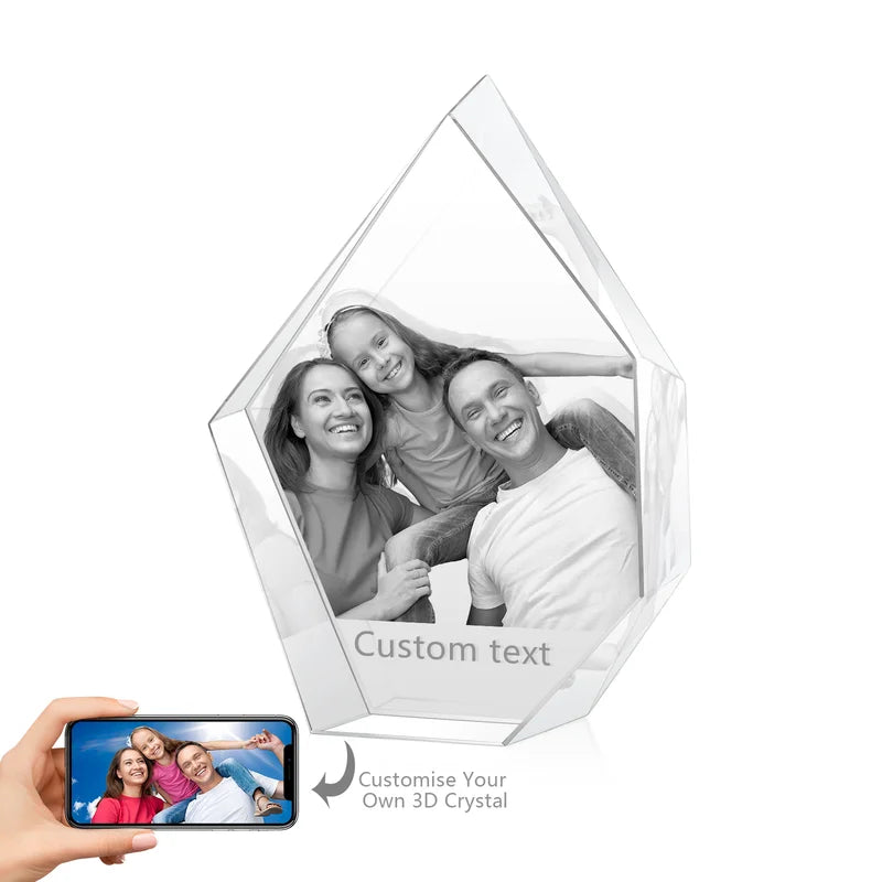 3D Crystal Photo - 3D Glass Pictures Crystal - Photo Gift for Christmas, Valentine's, Anniversary, Birthday, Mother's Day