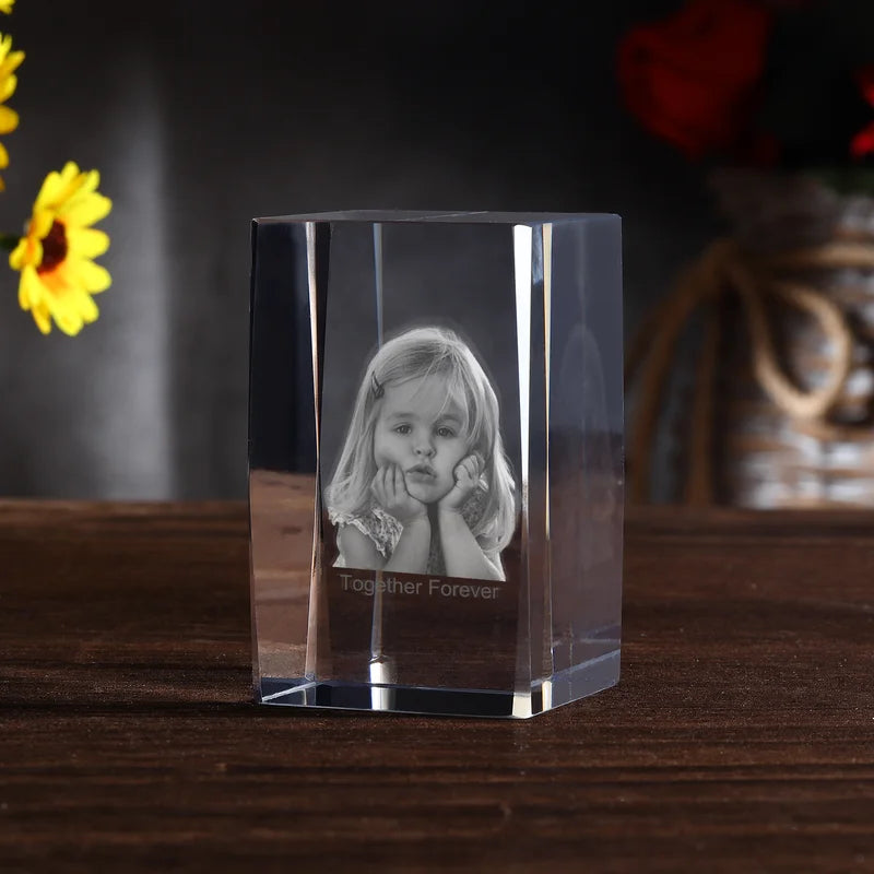 3D Crystal Photo - 3D Glass Pictures Crystal - Gift for Christmas, Valentine's, Anniversary, Birthday, Mother's Day