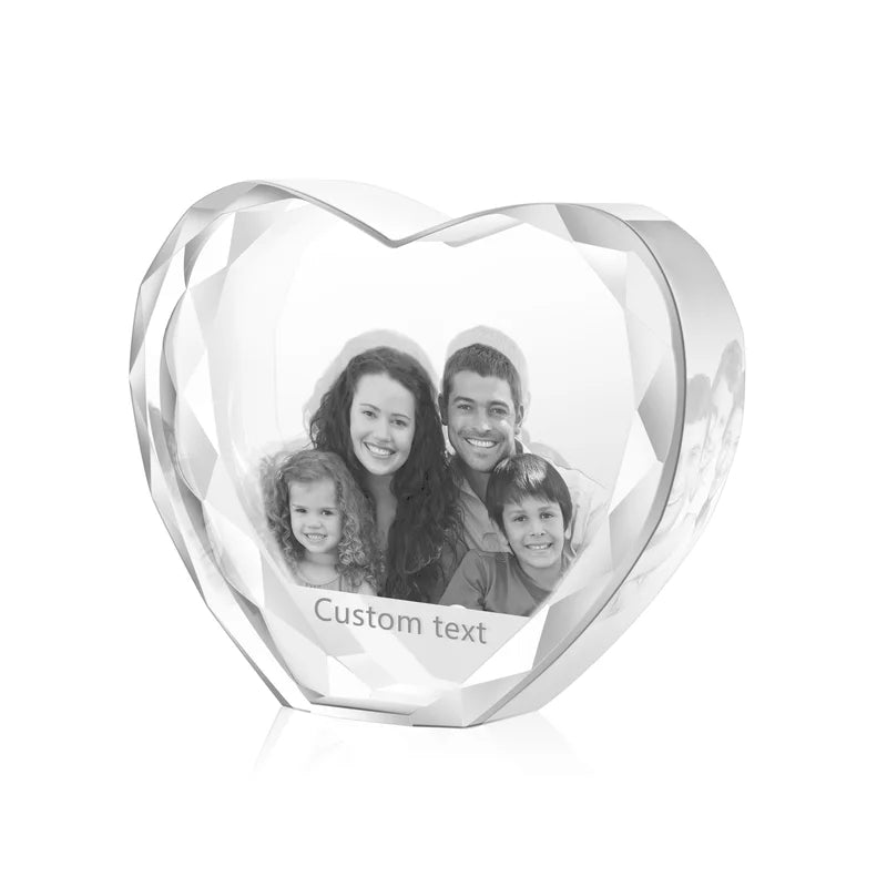 3D Crystal Photo Heart Shaped - 3D Glass Pictures Crystal - Personalised Crystal Photo Frame - Gift for Christmas, Valentine's, Anniversary, Birthday, Mother's Day