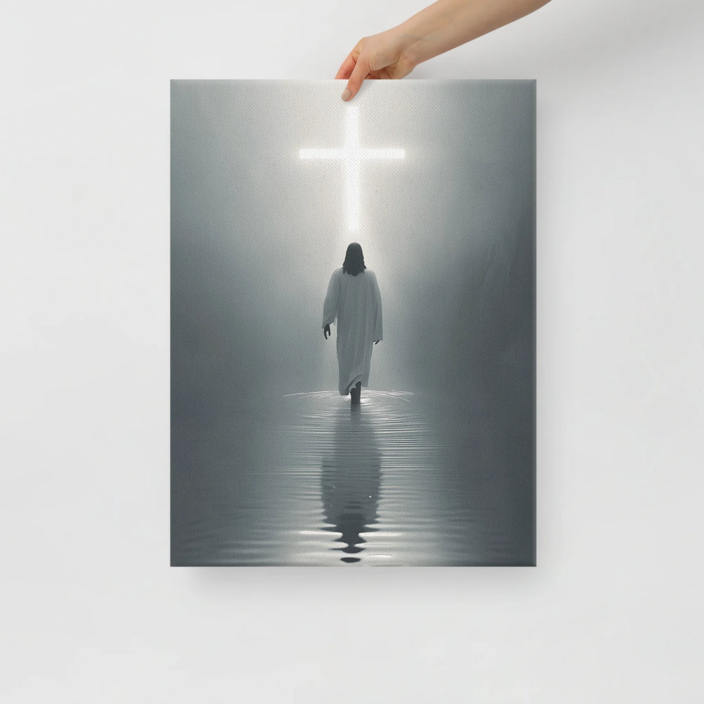 Inspirational Christian Canvas Art - Faith-Based Home Decor with Cross - Fade-Resistant & Hand-Stretched