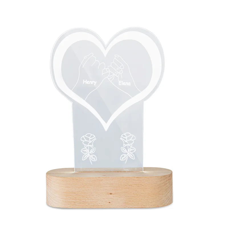 Personalised Heart Night Light with Name - Acrylic Night Light - Acrylic Led Name Night Light - Gift for Christmas, Valentine's, Anniversary, Birthday