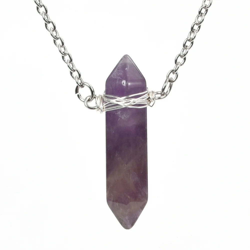 Amethyst Healing Crystal Point Crystal Necklace