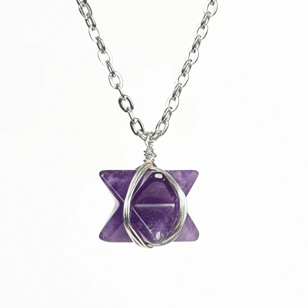 Amethyst Merkaba Crystal Necklace