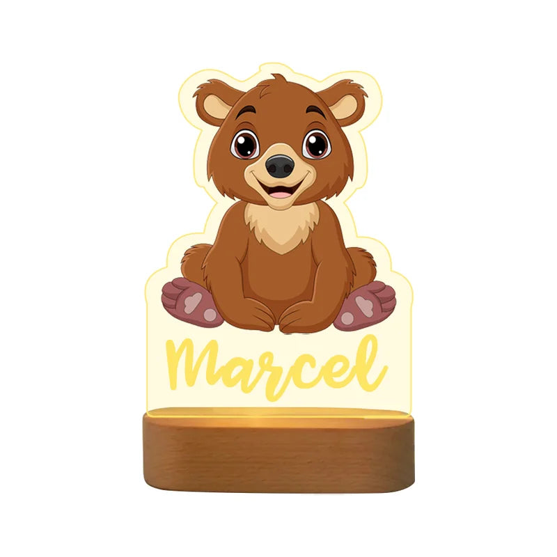 Baby Bear Personalised Name Night Light - Christmas, Valentine's, Anniversary, Birthday Gift for Kids - Kids Night Light - Kids Bedroom Nursery Table Light