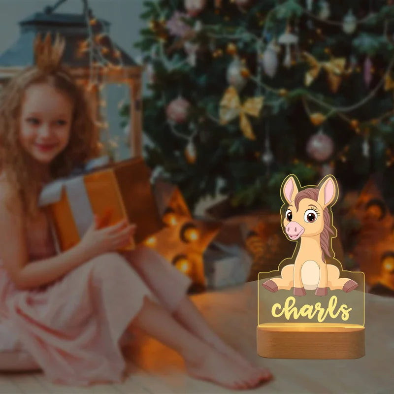 Baby Horse Personalised Name Night Light - Christmas, Anniversary, Birthday Gift for Kids - Kids Night Light - Kids Bedroom Nursery Table Light