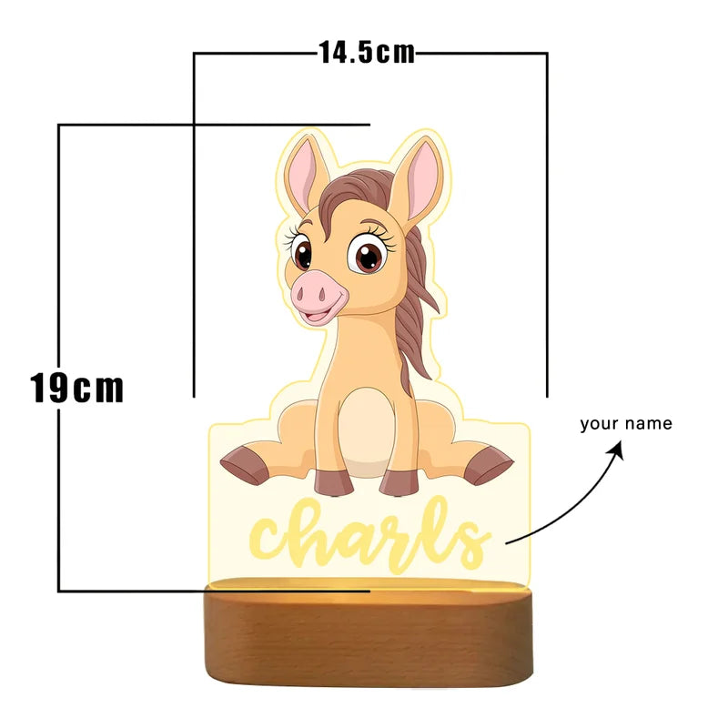 Baby Horse Personalised Name Night Light - Christmas, Anniversary, Birthday Gift for Kids - Kids Night Light - Kids Bedroom Nursery Table Light