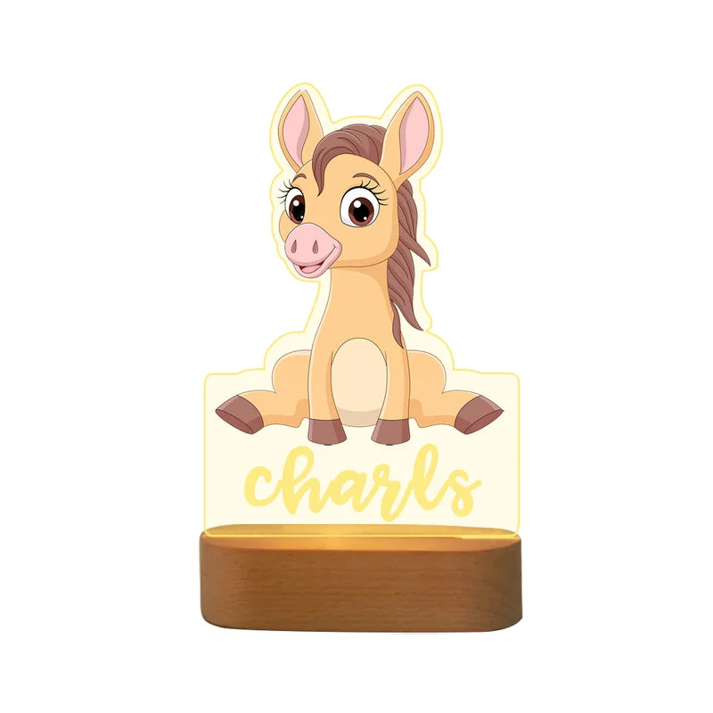 Baby Horse Personalised Name Night Light - Christmas, Anniversary, Birthday Gift for Kids - Kids Night Light - Kids Bedroom Nursery Table Light