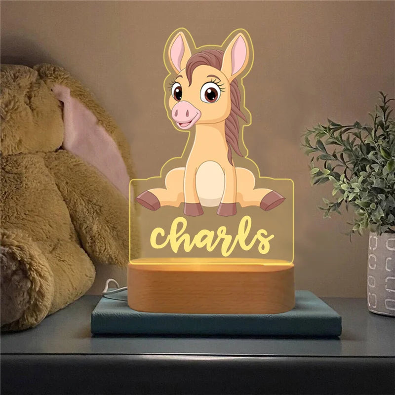 Baby Horse Personalised Name Night Light - Christmas, Anniversary, Birthday Gift for Kids - Kids Night Light - Kids Bedroom Nursery Table Light