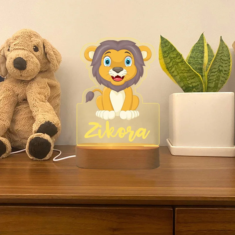 Baby Lion Personalised Name Night Light - Christmas, Anniversary, Birthday Gift for Kids - Kids Night Light - Kids Bedroom Nursery Table Light