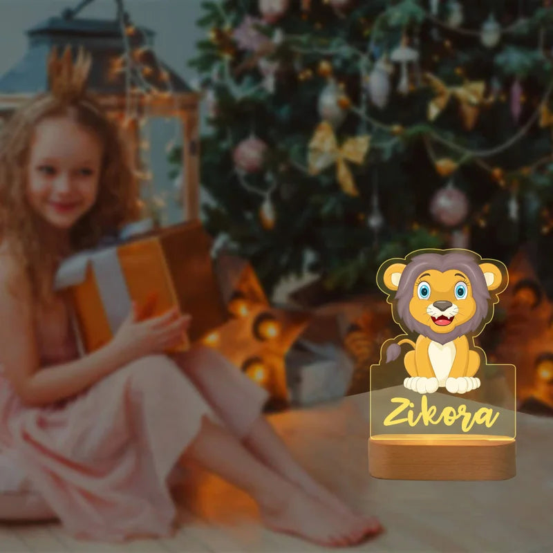 Baby Lion Personalised Name Night Light - Christmas, Anniversary, Birthday Gift for Kids - Kids Night Light - Kids Bedroom Nursery Table Light