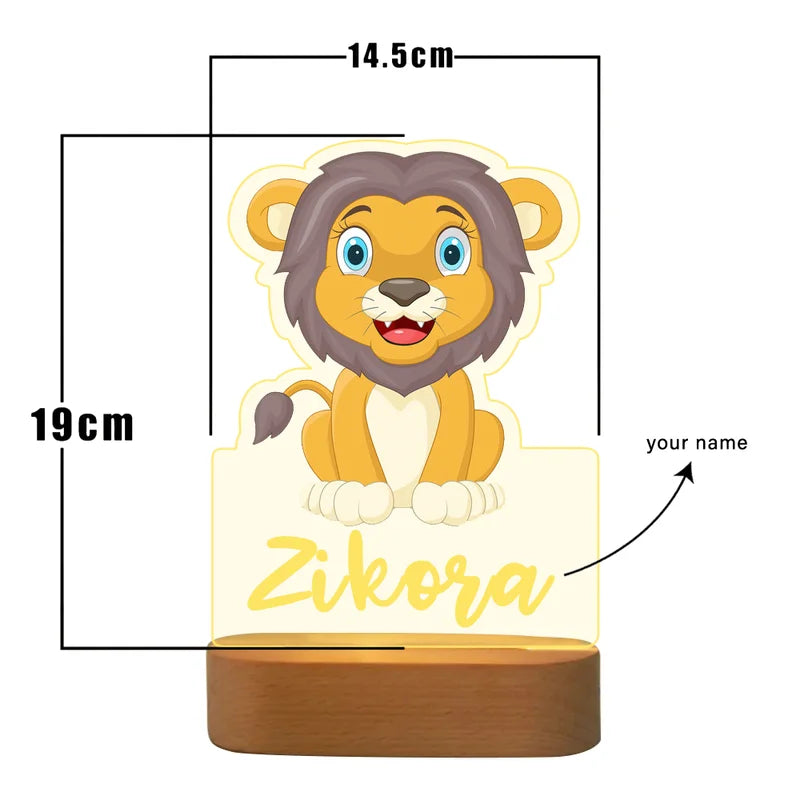 Baby Lion Personalised Name Night Light - Christmas, Anniversary, Birthday Gift for Kids - Kids Night Light - Kids Bedroom Nursery Table Light