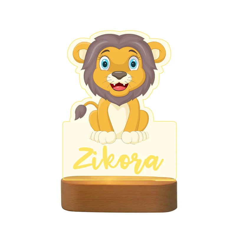 Baby Lion Personalised Name Night Light - Christmas, Anniversary, Birthday Gift for Kids - Kids Night Light - Kids Bedroom Nursery Table Light