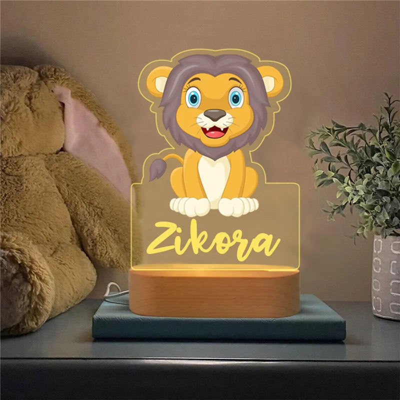 Baby Lion Personalised Name Night Light - Christmas, Anniversary, Birthday Gift for Kids - Kids Night Light - Kids Bedroom Nursery Table Light