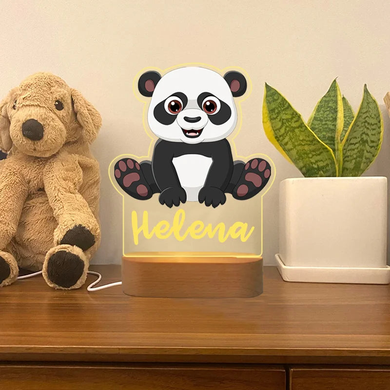 Baby Panda Personalised Name Night Light - Christmas, Anniversary, Birthday Gift for Kids - Kids Night Light - Kids Bedroom Nursery Table Light