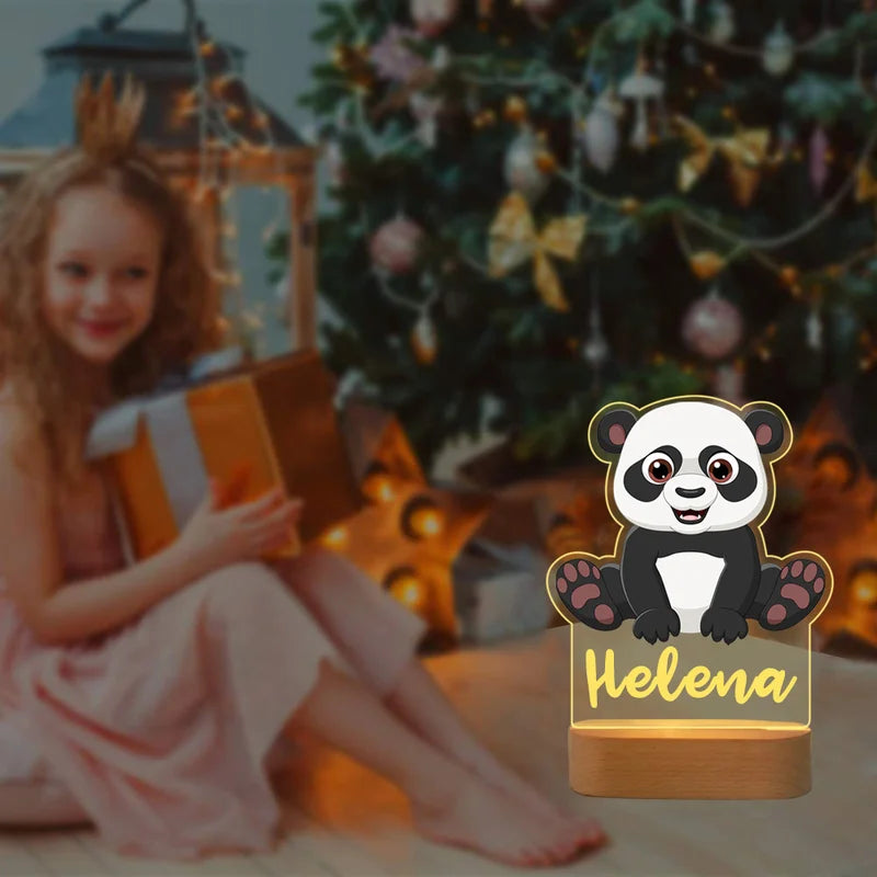 Baby Panda Personalised Name Night Light - Christmas, Anniversary, Birthday Gift for Kids - Kids Night Light - Kids Bedroom Nursery Table Light