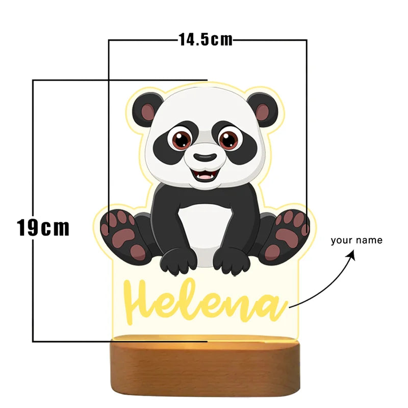 Baby Panda Personalised Name Night Light - Christmas, Anniversary, Birthday Gift for Kids - Kids Night Light - Kids Bedroom Nursery Table Light