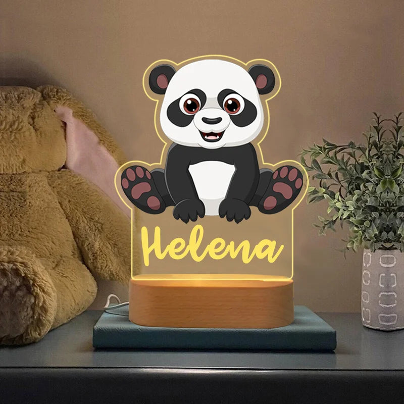 Baby Panda Personalised Name Night Light - Christmas, Anniversary, Birthday Gift for Kids - Kids Night Light - Kids Bedroom Nursery Table Light