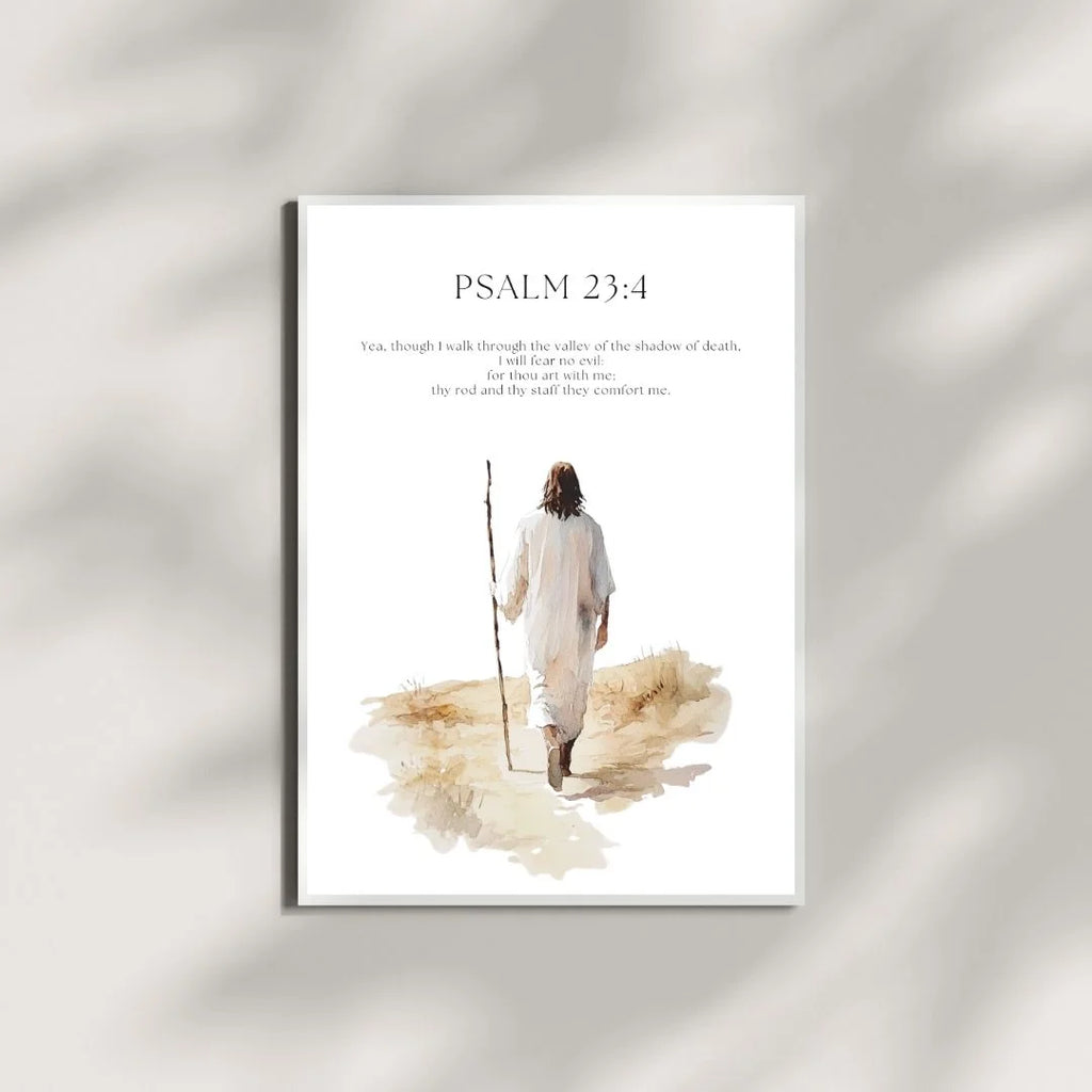 Bible Verse Wall Art Set - Psalm 23, Jeremiah 29:11, Psalm 91:2 - Jesus Portrait Prints - Inspirational Christian Decor