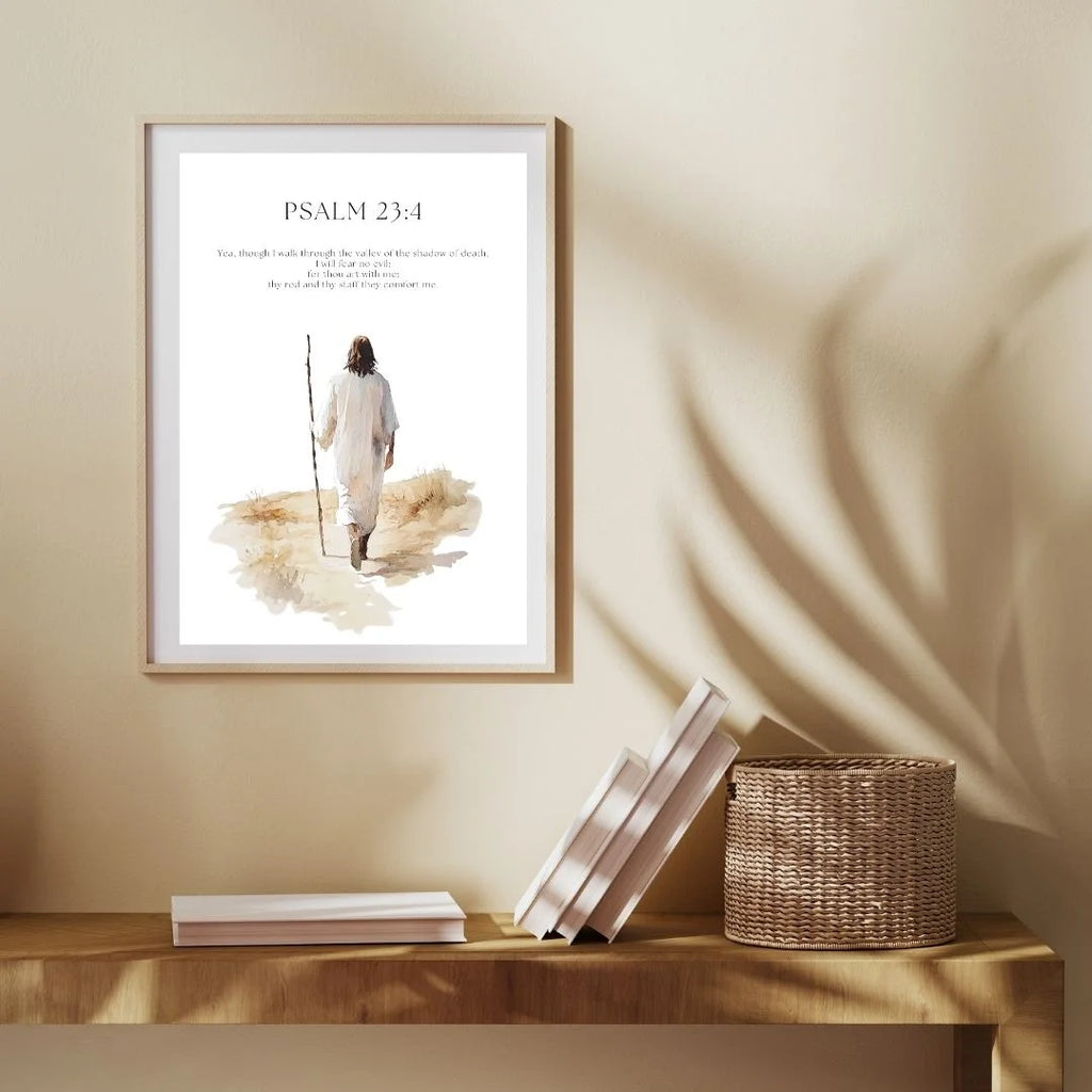 Bible Verse Wall Art Set - Psalm 23, Jeremiah 29:11, Psalm 91:2 - Jesus Portrait Prints - Inspirational Christian Decor