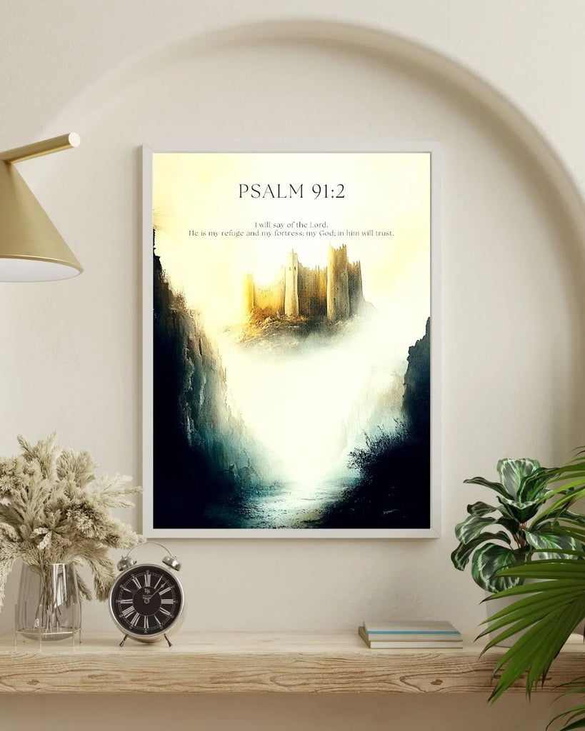 Bible Verse Wall Art Set - Psalm 23, Jeremiah 29:11, Psalm 91:2 - Jesus Portrait Prints - Inspirational Christian Decor