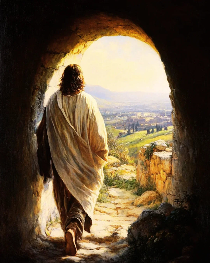 Jesus Walking out of Tomb Art - Christ Resurrected Easter Painting - Christian Wall Decor - Resurrection Scene Print - Alive Jesus Christ Home Decor