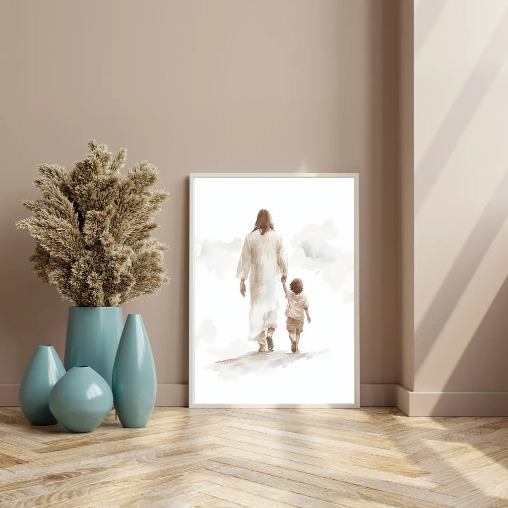 Christ with Child, Jesus Portrait, Jesus Painting, Jesus Print, Jesus Art, Jesus Wall Art, Jesus Faceless, Jesus Watercolor, Home Decor (Downloadable)