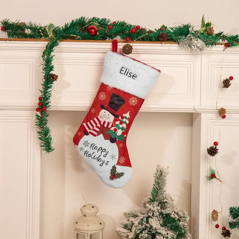 Classic Personalised Xmas Stocking, Decoration Fireplace, Candy Bag