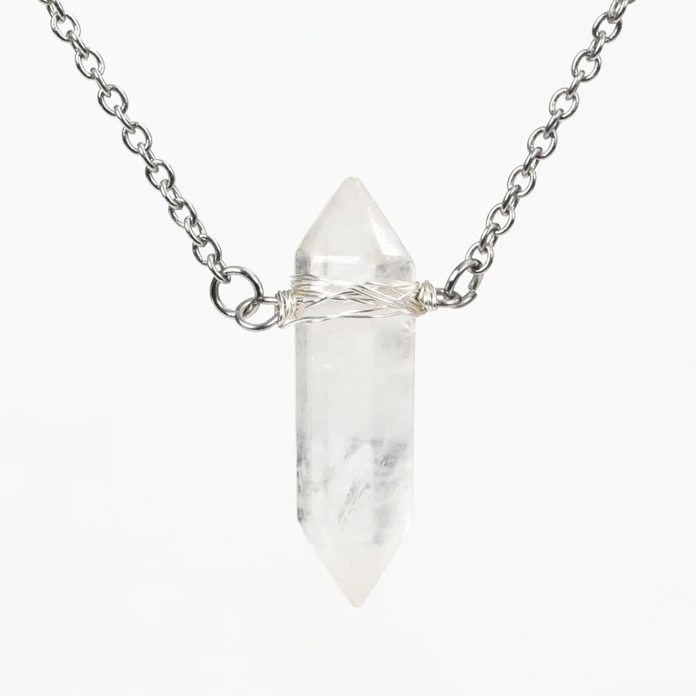 Clear Quartz Healing Crystal Point Crystal Necklace