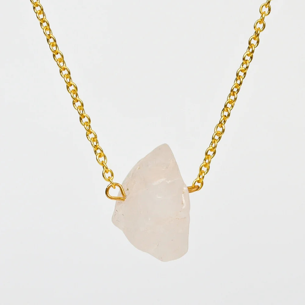 clear quartz healing crystal necklace
