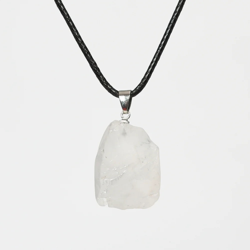 clear quartz raw crystal necklace