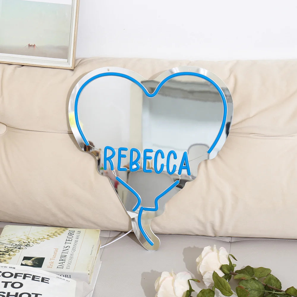 Custom Heart Neon Name Sign - Personalised Blue Heart Neon Letters Light