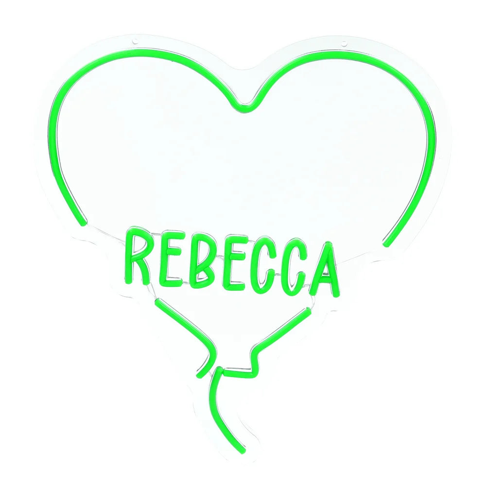 Custom Heart Neon Name Sign - Personalised Green Heart Neon Letters Light