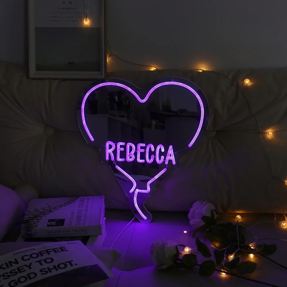 Custom Heart Neon Name Sign - Personalised Purple Heart Neon Letters Light