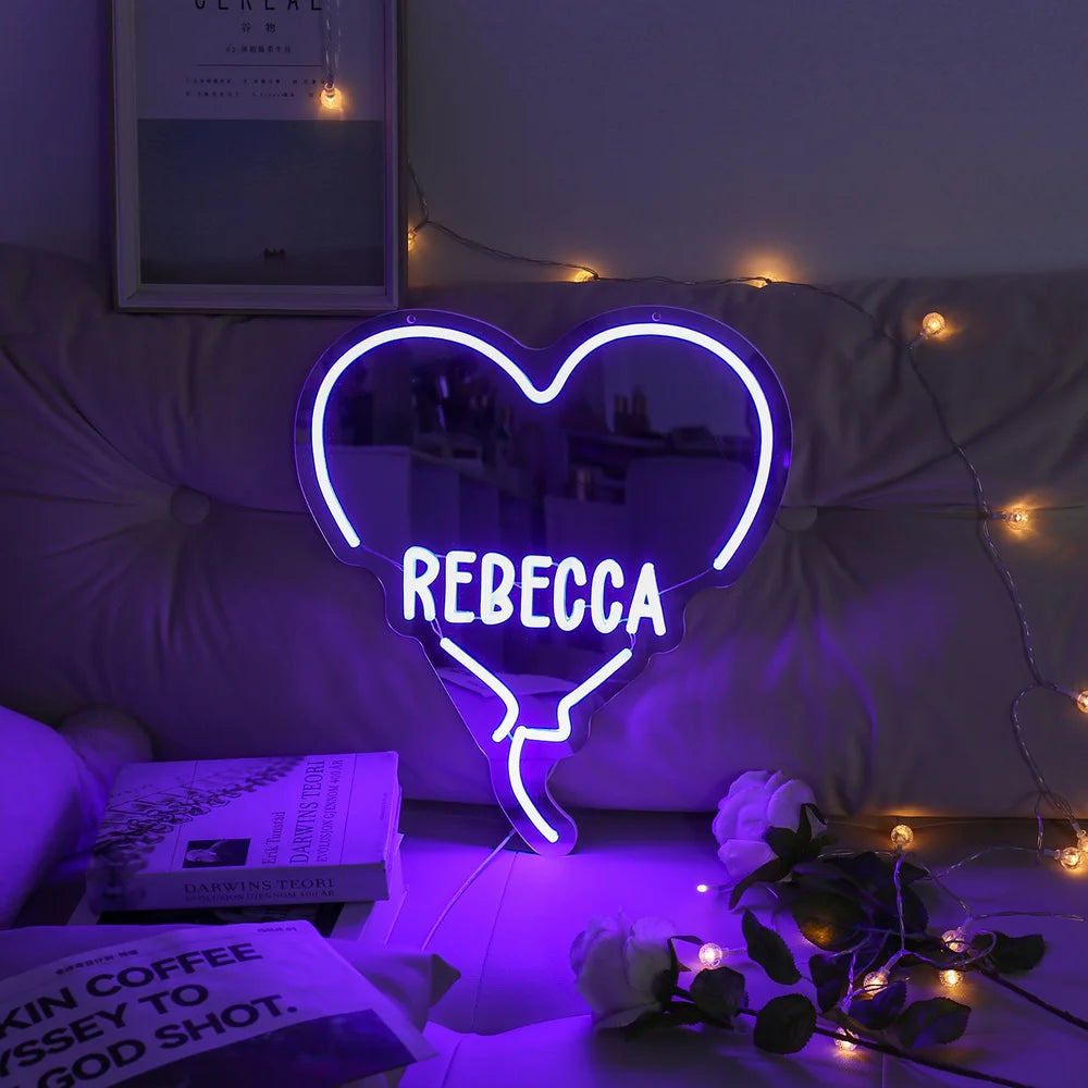 Custom Heart Neon Name Sign - Personalised Purple Heart Neon Letters Light