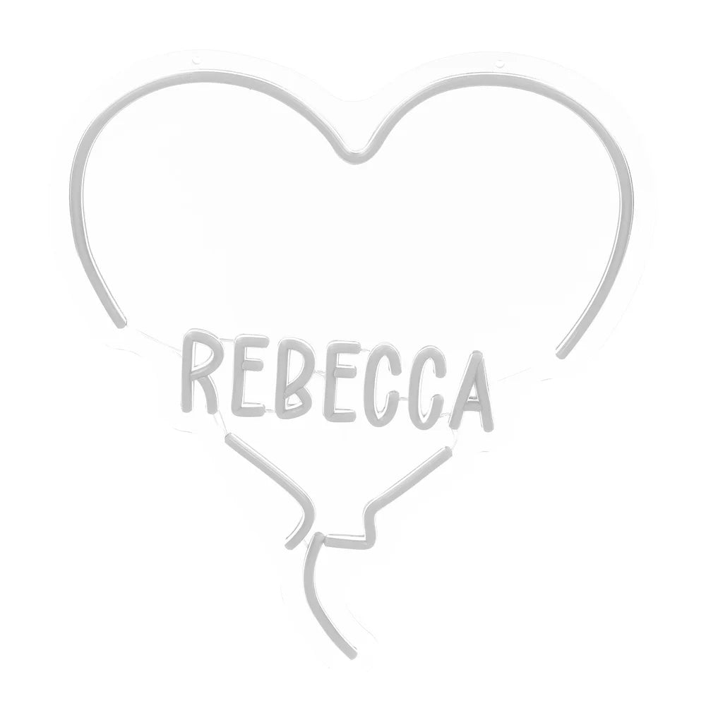 Custom Heart Neon Name Sign - Personalised White Heart Neon Letters Light