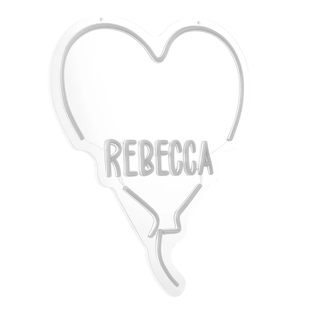 Custom Heart Neon Name Sign - Personalised White Heart Neon Letters Light