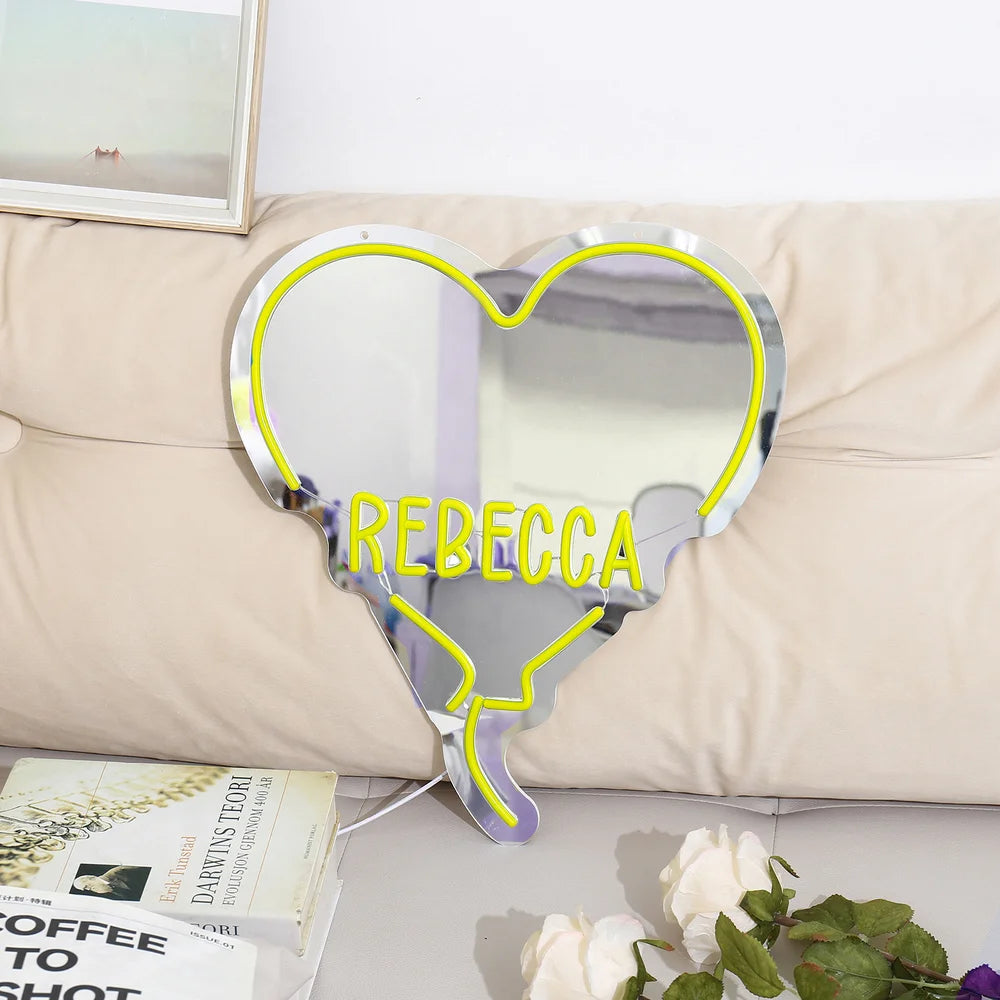 Custom Heart Neon Name Sign - Personalised Yellow Heart Neon Letters Light