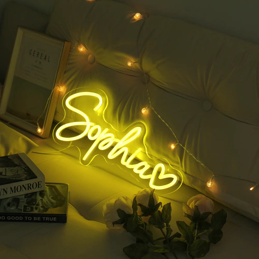 Custom Neon Name Sign - Personalised Yellow Neon Letters Light