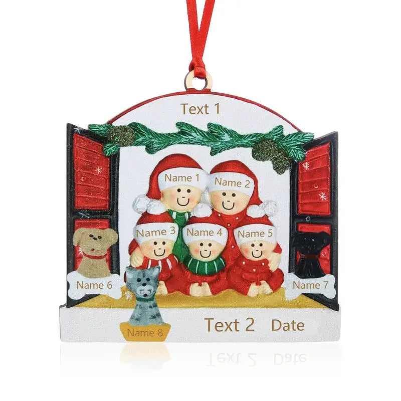 Family Festive Window Christmas Decoration - 3 to 8 Personalised Names, Year, Text