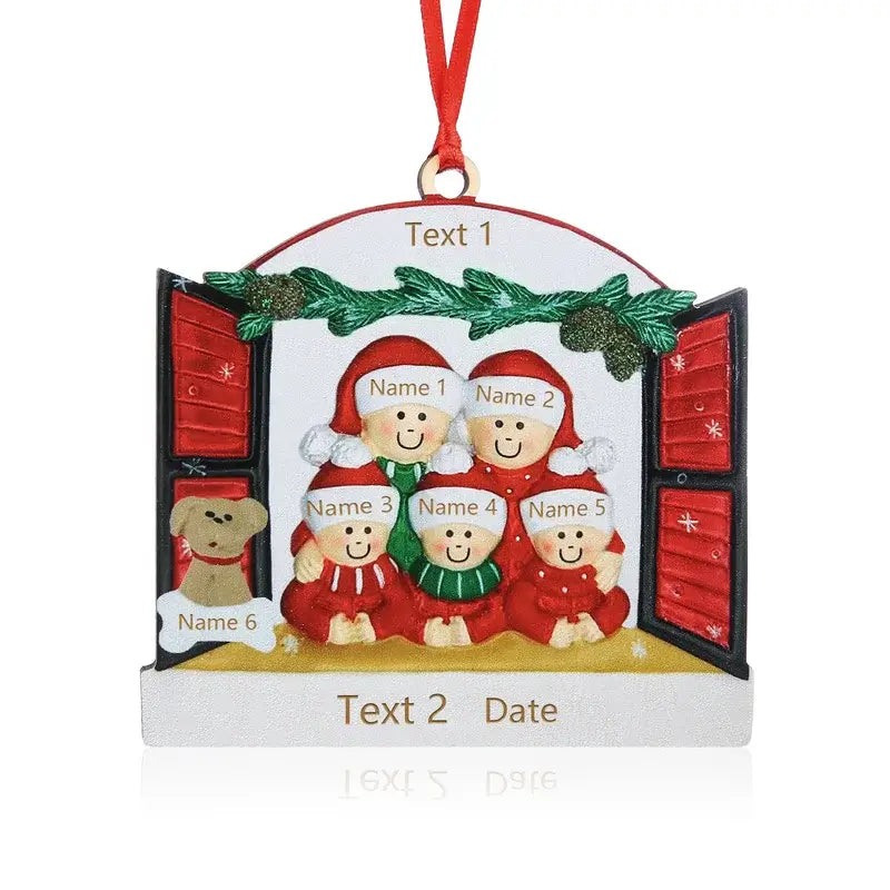 Family Festive Window Christmas Decoration - 3 to 8 Personalised Names, Year, Text