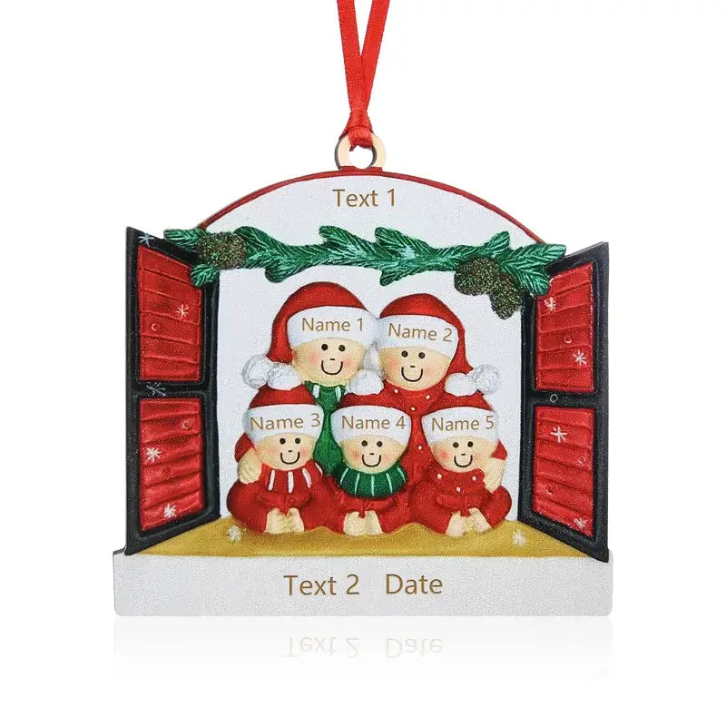 Family Festive Window Christmas Decoration - 3 to 8 Personalised Names, Year, Text