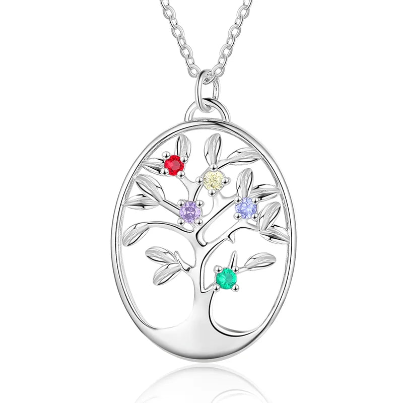 Bronze family tree necklace with 14k gold filled chain and Swarovski C –  Beach Cove Jewelry